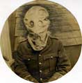Captain A. J. Ellison, 1st Battalion, York and Lancaster Regiment in gas mask Captain A. J. Ellison, 1st Battalion, York and Lancaster Regiment in gas mask