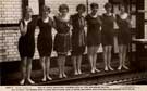Dalys' girls enjoying themselves at the swimming baths' and shows Irene Flower, Evelyn Drew, Veda le Grand, Eve Carew, Jean Stirling, Elsie Spencer and Kate Zoller