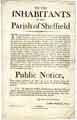 Public notice regarding a new burial ground between Trippet Lane and Broad Lane due to the current churchyard being overfull
