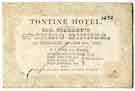Advertisement / admittance ticket for Mr Rickley's opening dinner, Tontine Hotel, [Exchange Street]