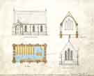Attercliffe (?) cemetery / mortuary chapel, elevations, plan and section