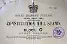 Entrance ticket to Block Q, Constitution Hill Stand at the Royal Diamond Jubilee