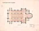 View: arc01853 South Yorkshire Lunatic Asylum (later Middlewood Hospital) church ground floor plan showing dimensions and layout of pews to accommodate 631 people