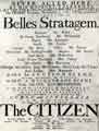 Norfolk Street Theatre, playbill for a comedy called Belle Stratagem  and a farce called The Citizen