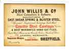 John Willis and Company, Speciality Works, Attercliffe - formerly Parkside Works, Sussex Street, Sheffield - business card, c. 1890
