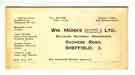 William Monks (Builders' Merchants) Ltd., Duchess Road, Sheffield - business card