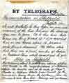 Journalist's telegram regarding the Great Sheffield Flood