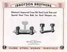 Trade catalogue of Ibbotson Brothers and Company Limited, manufacturers of steel, saws, files, springs, bolts and nuts, Globe Works, Penistone Road, c. 1950 Trade catalogue of Ibbotson Brothers and Company Limited, manufacturers of steel, saws, files, springs, bolts and nuts, Globe Works, Penistone Road, c. 1950
