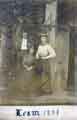 View: arc02538 Annie Maud Wightman outside front-entrance of a residence at Leam, Derbyshire (almost certainly Leam Hall)
