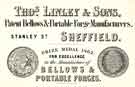 View: arc02597 Thomas Linley and Sons, Bellows and Portable Forge Manufacturers, 1 Stanley Street - advertisement for circular bellows and portable forges, etc