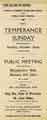 Cover of Church of England Temperance Society and Police Court Mission leaflet advertising Temperance Sunday and a public meeting