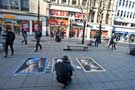 View: c03981 Street artist in Fargate Sheffield