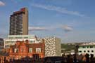 City Centre skyline showing the City Lofts Apartments and QPark multi story Car Park