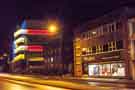 View: c04796 Pinders of Sheffield, printers and electricity substation at night, Moore Street