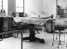 Children's Hospital, operating theatre in the new extension showing sterilising units, scrub-up sinks with elbow-using taps and oxygen equipment, 1960