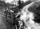 Taking the Water Splash in the Hallamshire Motorcycle Trials near Bamford Taking the Water Splash in the Hallamshire Motorcycle Trials near Bamford
