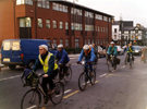 View: s29332 Cycling protest on Paternoster Row passing (back) Sheffield Science Park, Sheffield Hallam University
