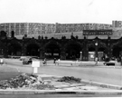 View: s29419 Sheffield Midland railway station, Sheaf Street from Sheaf Square roundabout with Park Hill Flats in the background