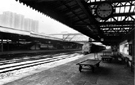 View: s29446 Platform 1b looking across to 2b, Sheffield Midland railway station, Sheaf Street with Claywood Flats in the background