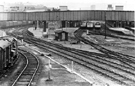 Sheffield Midland railway station, Sheaf Street during the Signalmens' Strike showing platforms 7; 6 and 5 (right to left)