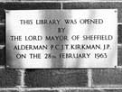 Greenhill Library, Hemper Lane - plaque marking its opening Greenhill Library, Hemper Lane - plaque marking its opening