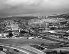 View from Parkway looking towards (centre) Victoria Station, (centre left) Canal Basin (later Victoria Quays), (top right) Woodside Flats, Pitsmoor View from Parkway looking towards (centre) Victoria Station, (centre left) Canal Basin (later Victoria Quays), (top right) Woodside Flats, Pitsmoor
