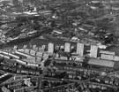 Aerial view of (bottom) Woodside and Pye Bank Flats and maisonettes, Pitsmoor 