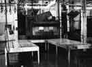 Pig scraping tables showing unloading side of de-hairer, Sheffield Corporation Abattoir, Cricket Inn Road