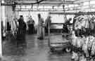 The sheep dressing line with Muslim ritual slaughterman, Mr Rehman, Sheffield Corporation Abattoir, Cricket Inn Road