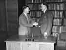 Presentation to Mr Joseph Percy Lamb (1891 - 1969) (right), City Librarian, on his retirement
