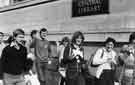 View: s31994 Library workers from the group Libraries Open and Free (LOAF) at the start of their sponsored walk outside the Central Library, Surrey Street