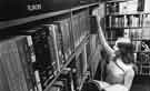 View: s32017 Librarian Jane Shawyer working in the Business Library, Central Library, Surrey Street