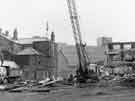 View: s32106 Demolition of Walker and Hall Ltd, Electro Works, Eyre Street; with Sheffield College of Technology in rear centre