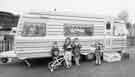 Children outside Traveller caravan Children outside Traveller caravan