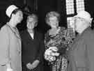 View: s32385 Alderman Mrs Lily Graham, Lady Mayoress (third left) meets Mrs Eileen Graham (first left), Mrs M.Tidswell (second left) and Alderman Mrs Grace Tebbutt (fourth left) at the Town Hall, Pinstone Street