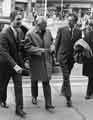 View: s32391 The Right Honorable Harold Wilson (1916-1995), Leader of the Labour Party, accompanied by Councillor Peter Horton (third left) arriving at the Town Hall, Pinstone Street