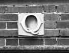 Stone carving of assay mark on exterior of Assay Office, No. 137 Portobello Street
