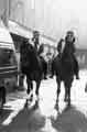 View: s32826 Police van and police horses on duty outside the Town Hall extension, Norfolk Street, during the day of action by Council workers against proposed cuts