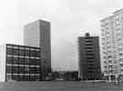 Brook Hill roundabout showing Netherthorpe flats (right), Bolsover Street (centre) and University of Sheffield's Arts Tower (left)