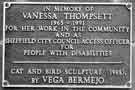 Plaque in memory of Vanessa Thompsett (1965-1991) in Barkers Pool gardens