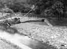 Sheffield Flood of 1958: Damage to footbridge in Millhouses Park, with waterway obstructed