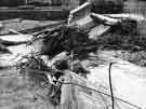 Sheffield Flood of 1958: Debris and broken footbridge at Millhouses Park