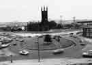 View: s34632 St. Mary's Gate roundabout showing St. Mary's Church, Bramall Lane (centre)