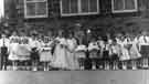 May Queens and attendants at Midhopestones County Primary School, corner of Chapel Lane, c.1958