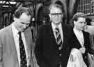 View: s34773 Evangelist preacher, Billy Graham (centre) arrives at the Sheffield Midland railway station
