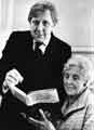 Roy Hattersley MP and his mother Councillor Mrs Enid Hattersley reading from his book, 'Goodbye to Yorkshire'.