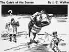 The cartoon 'The Catch of the season' by J.C. Walker (end of World War Two)