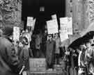 View: s35342 Students picketing outside Firth Hall, University of Sheffield, Western Bank