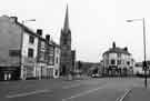 Abbeydale Road looking down (centre) London Road with (left) Brunswick Trinity Methodist Church (formerly known as Trinity Wesleyan Methodist Church) and (right) Royal Hotel 