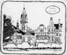 View: s35528 Drawing of the Town Hall and Peace Gardens, Pinstone Street by the artist Malcolm Weston